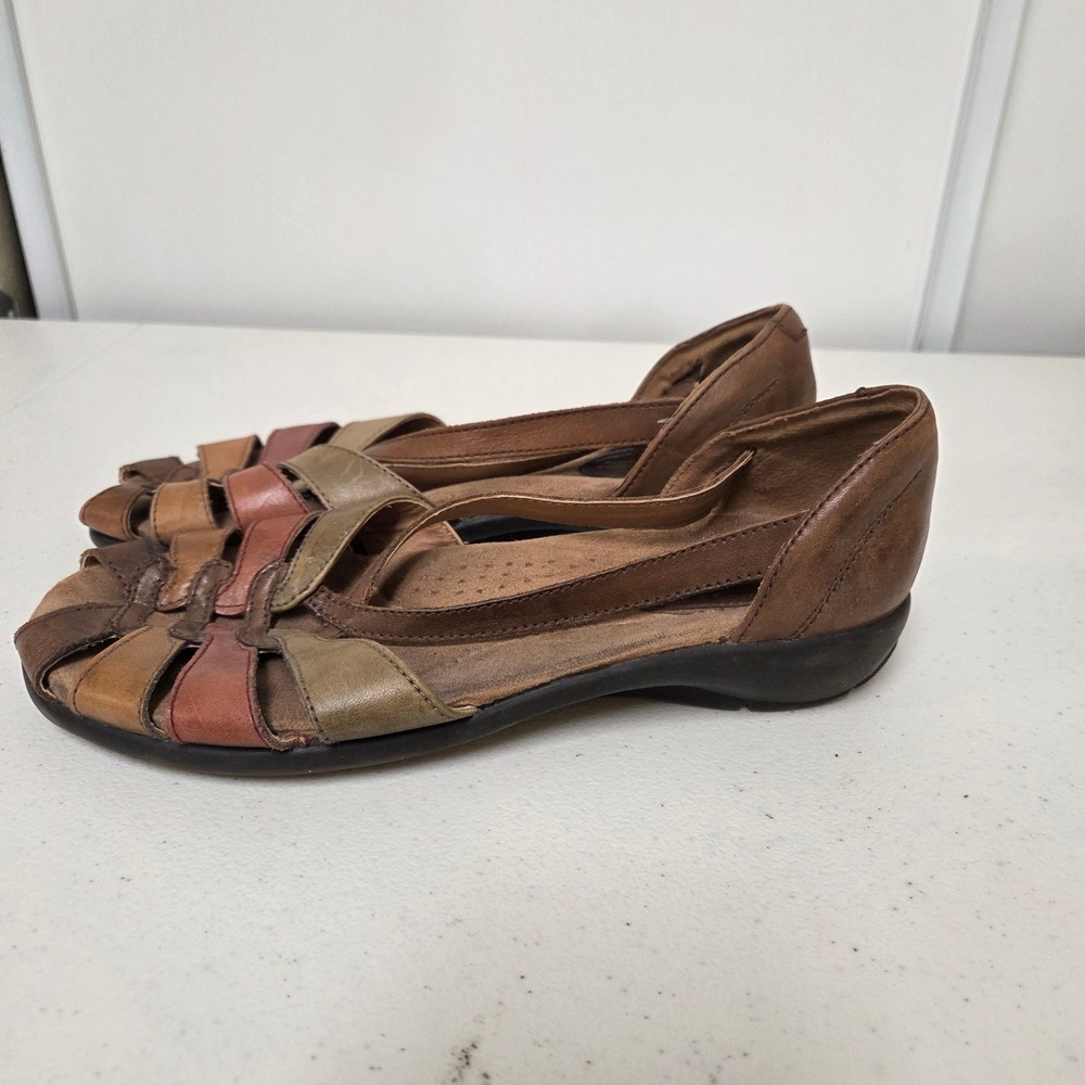 Earth Origins Bouquet Brown Multi Leather Fisherman Sandals Womens Size 9M